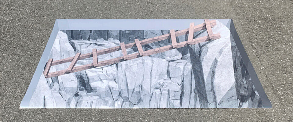 4.崖の上の橋をわたれるトリック3Dアート